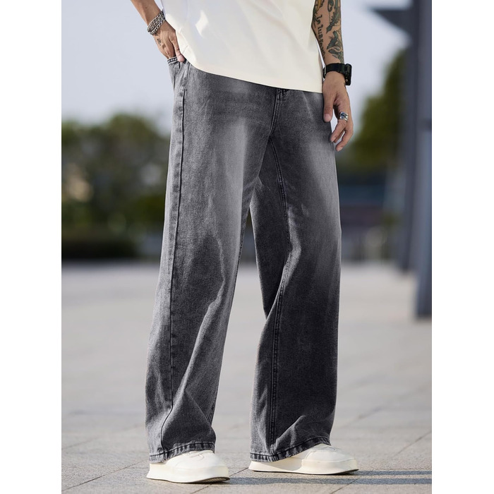 Чоловічі джинси Baggy широкого крою Skater стиль, сірі денім штани (розмір XS, D10)