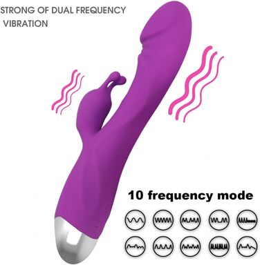 Вібратор для жінок Klitoris та G-точка, силіконовий кролик, 10 режимів вібрації, анальний дildo, реалістична іграшка для дорослих, RoseRed