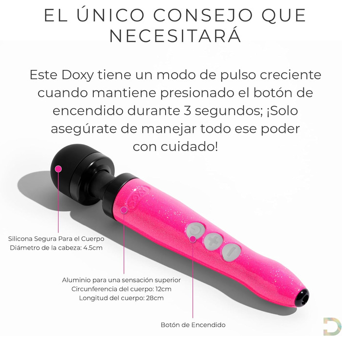 Масажер для тіла Doxy Die Cast 3 - жіночий вібратор, перезарядна Magic Wand, рожевий