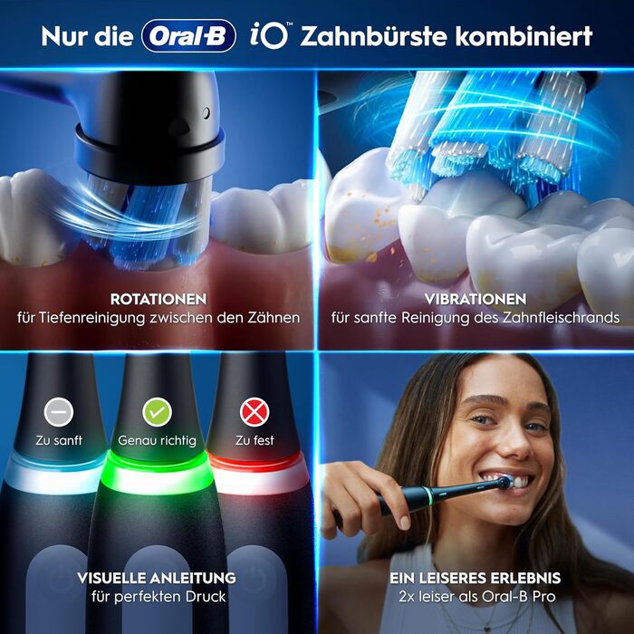 Електрична зубна щітка Oral-B iO Series 3 Matt Black: 3 режими чищення, набір з 4 насадок та чорним дорожнім футляром