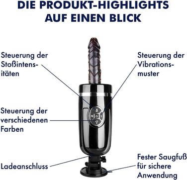 Вібратор EIS, масажер для тіла з функцією імпульсу, 40 см, перезаряджається, міцний присосок, 4 програми вібрації та 3 інтенсивності