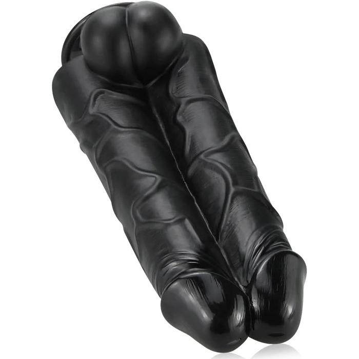 Силіконовий Doppeldildo Double Dildos - Реалістичний двосекційний вібратор з сильним присоском (Чорний)