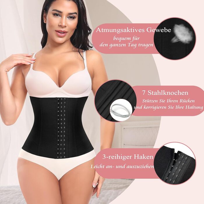 Корсет для талії жіночий, корсет-м'який бюстгальтер, м'який корсет, форма для тіла, талія, чорний, 3XL, 28 см