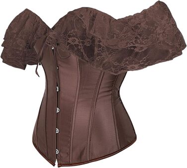 Жіночий корсетний топ у стилі Ренесанс: готичний корсет, бюстгальтер, корсаж, для карнавалу та як спідня білизна (XS, Коричневий)