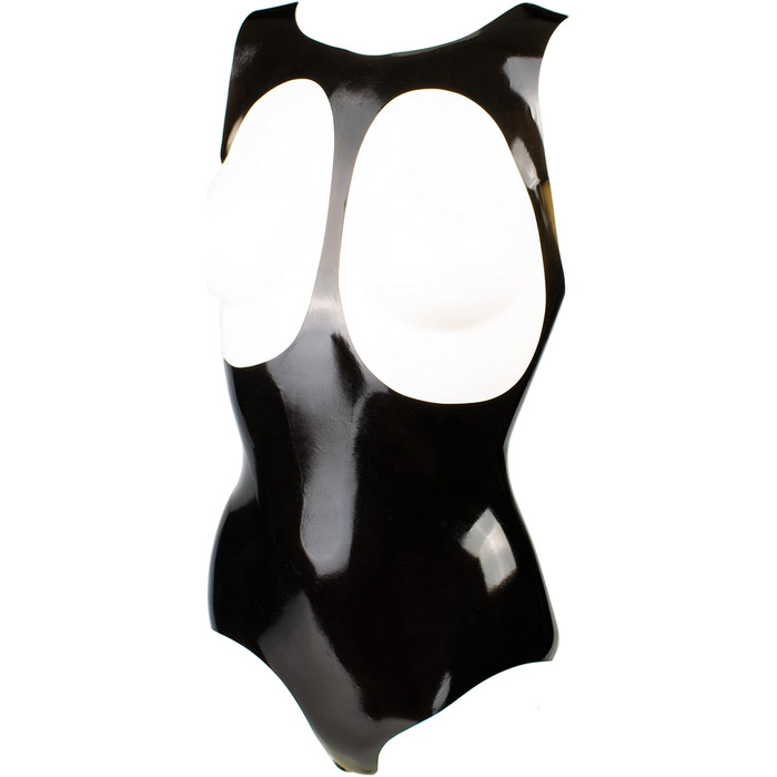 Корсет з латексу Rubberfashion Latex Body, чорний, 0.4 мм, без шлепок для грудей
