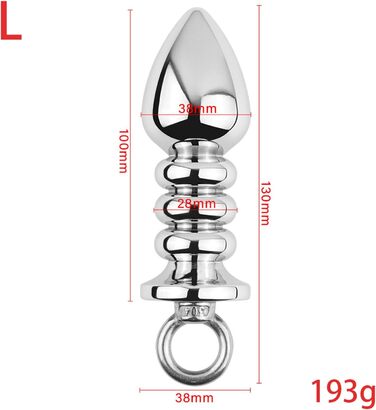 Анальний масажер Ruikan з кільцем для тяги, набір 3 шт. (S, M, L) - сталь, стимулятор G-точки, для жінок та чоловіків