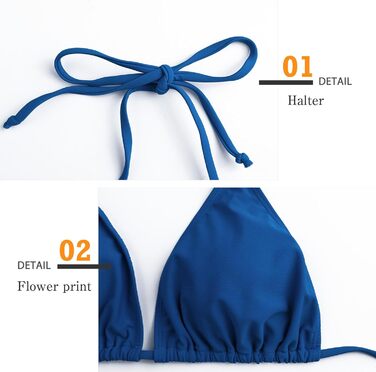 Бікіні жіноче з V-подібним вирізом, трикутник, сексуальне, низька талія, купальник, двочастинний, Pawenblau (L)