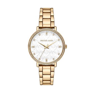 Жіночий годинник Michael Kors Pyper кварцовий, золотистий зі сталевим браслетом та білим циферблатом