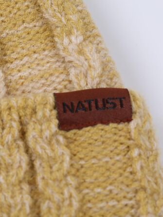Зимовий подарунковий набір NATUST для жінок: тепла в'язана шапка, шарф та рукавички (гірчично-жовтий колір)