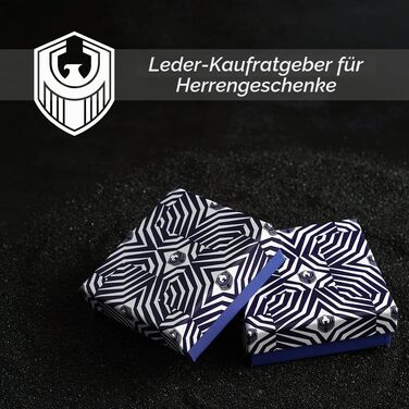 Чоловічий плетений шкіряний браслет з магнітною застібкою з нержавіючої сталі в подарунковій коробці, синій, 18.5 см