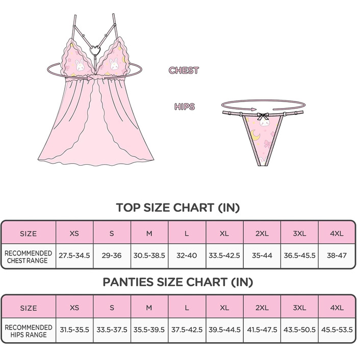 Нічна сорочка Babydoll з мереживом LittleForBig для жінок (3XL, рожева, з шлейкою)