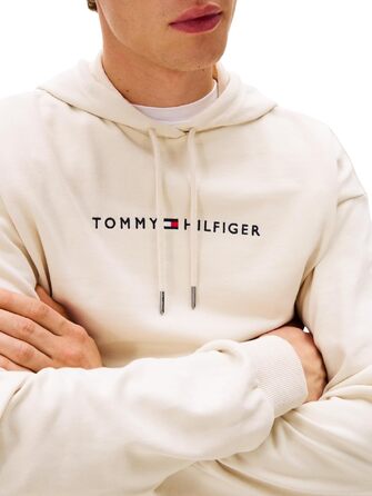 Чоловічий світшот-худі Tommy Hilfiger з принтом Newsprint, бежевий, розмір XXL