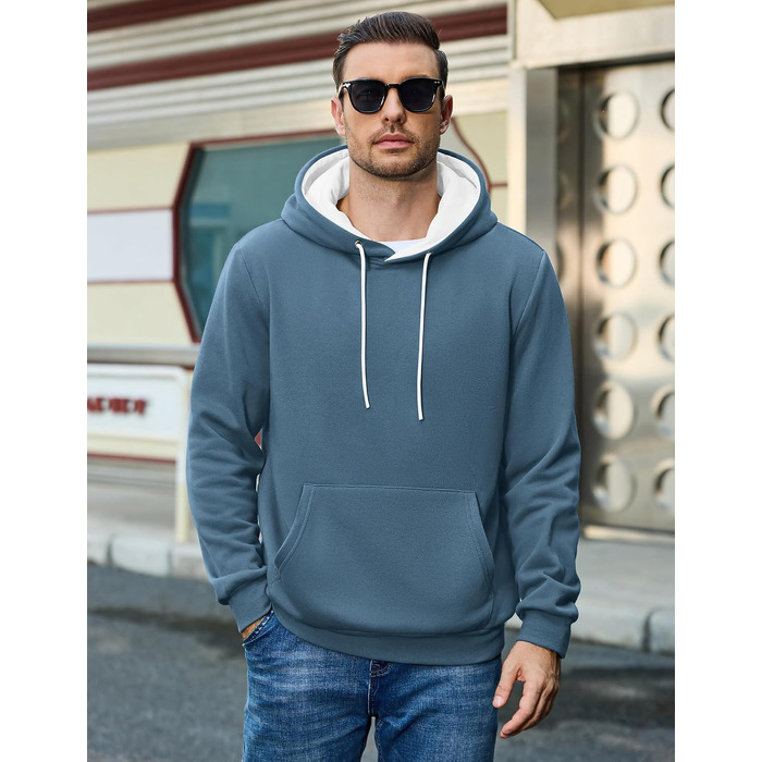 Чоловіче худі COOFANDY з капюшоном, бавовняний флісовий світшот (3XL, синій)