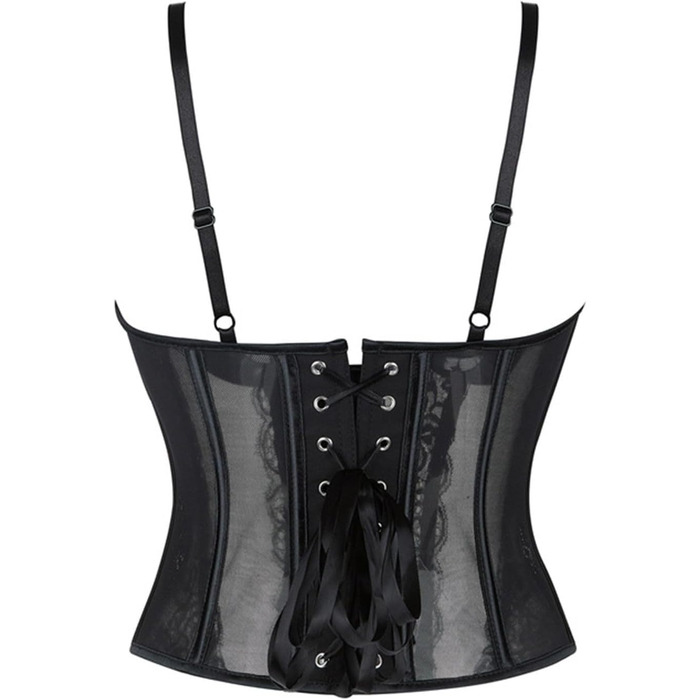 Топ-корсет жіночий у стилі Ренесанс з сітчастими вставками для вечірніх образів – побачення, осінній стиль, милий кроп-топ для вечірки, клубу, танк з корсетним шнуруванням #04-чорний XS