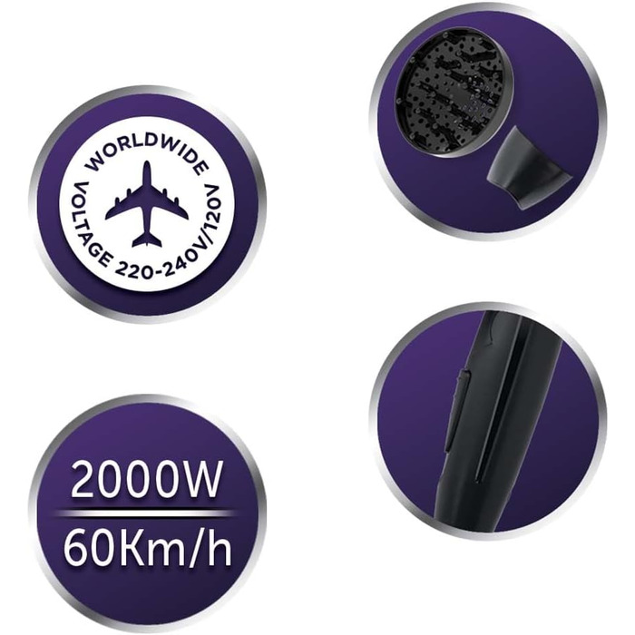 Дорожній фен Remington On The Go D1500 білий: складаний, 2000 Вт, з дифузором та вузьким соплом, двовольтажний (120/240V)