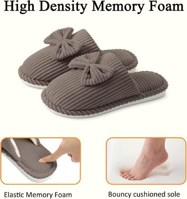 Жіночі зимові капці Coswind з ефектом пам'яті Memory Foam, велюрові тапочки з плюшевою підкладкою, колір кавовий (розмір 40.5/42 EU)