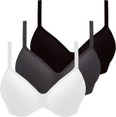 3 шт. бюстгальтери жіночі з кісточками, Push-Up, комфортні, без кісточок, класичні, з регульованими бретелями, ідеальна посадка, комплект 3 шт. (білий+сірий+чорний), 80D