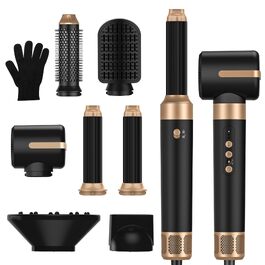 Мультистайлер для волосся 5 в 1 MogaWave Airstyler Pro 1000W: стайлер-фен, плойка для завивки та об'ємна щітка з іонізацією, коричневий