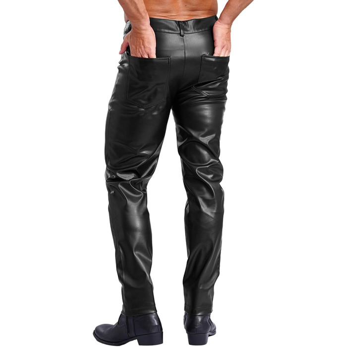 Чоловічі лосини з ефектом мокрого блиску Winying, шкірозамінник, слім-фіт, чорний (3XL)