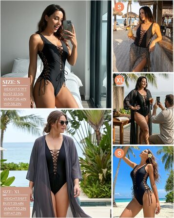 Монокіні Holipick для жінок, розмір plus size, чорний