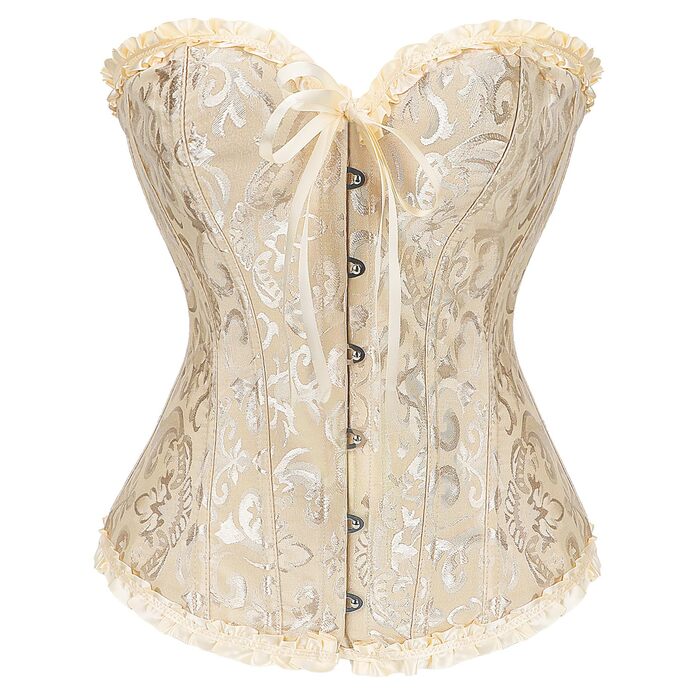 Жіночий корсет-бюстгальтер XZQTIVE з мереживом, з кісточками, готичний корсаж, бюстгальтер, топ XS, абрикосовий колір
