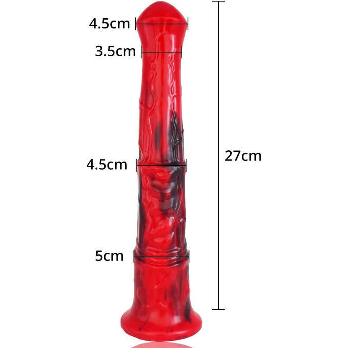 Аналдильдо Roluck 27 см для чоловіків та жінок: стимулятор G-точки, масажер простати, анальний секс-іграшка (червоний + чорний)