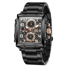 Чоловічий наручний годинник OLEVS Chronograph з шкіряним ремінцем, японський кварцовий механізм, водонепроникний, класичний елегантний стиль (модель 2958, чорний)
