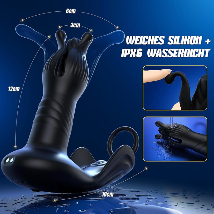 Анальні вібратори для чоловіків Soulour: стимуляція простати, 4 режими, анальний плагін з кільцем для пеніса та вібрацією мошонки, 9x9 режимів, преміум якість