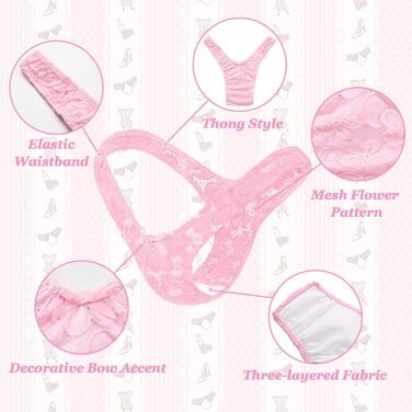 Танга LittleForBig Uniex Hipter lip Meh Blume для трансгендерів (Рожевий, 4XL)