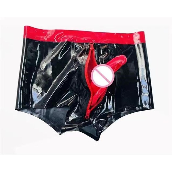 Чоловічі латексні шорти Slip, боксери, труси, нижня білизна, труси-боксер, чорний колір, XL