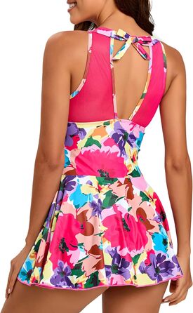 Жіночий купальник з високою талією та шортами Retro Beachwear Neckholder (Кольоровий, XL)
