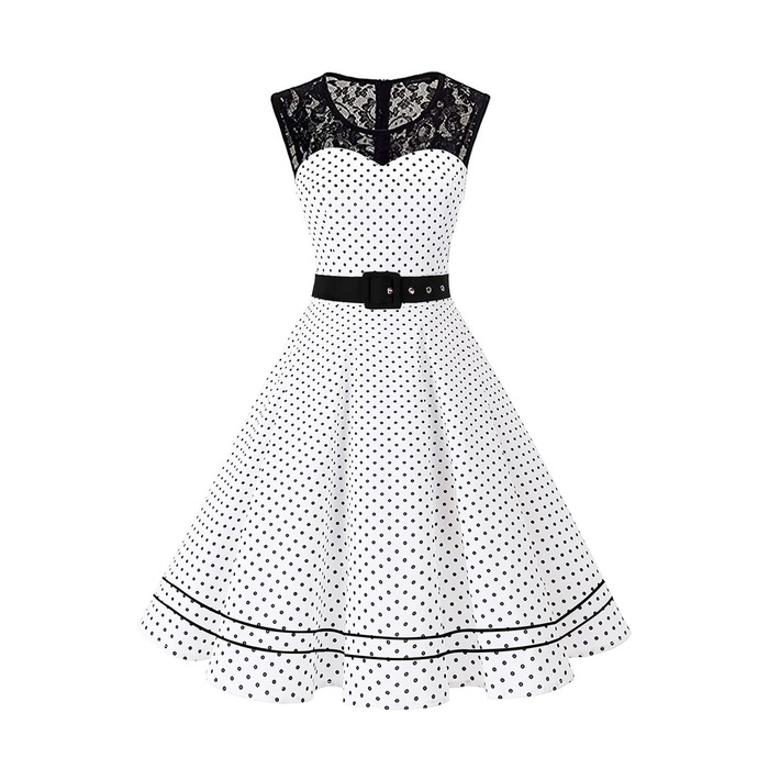 Сукня Rockabilly AXOE 50-х років біла, вінтажна коктейльна сукня А-силуету з поясом для весілля та свят
