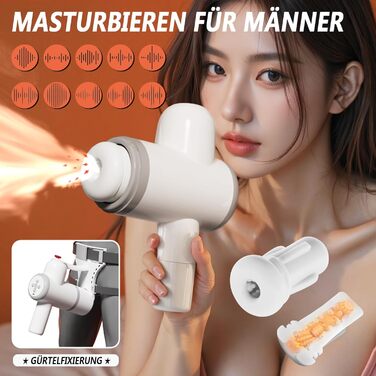 Електричний мастурбатор для чоловіків з телескопічною функцією та реміннем на стегна. Автоматичне змащення. Іграшки для дорослих.