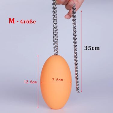 Анальний плаг Guspiun силіконовий, форма яйця, з металевим ланцюгом, 7.5 см, M (Оранжевий)