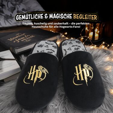 Чоловічі зимові капці Harry Potter від United Labels, чорні, м'які та теплі тапочки-сліпери, розмір 42/43 EU