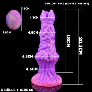 Світлодіодний інопланетний яйцеклад-дилда з п'ятьма світлодіодними яйцями, пневматичний фантазійний дилда для стимуляції G-точки, секс-іграшка для жінок та чоловіків, анальний плагін-дилда
