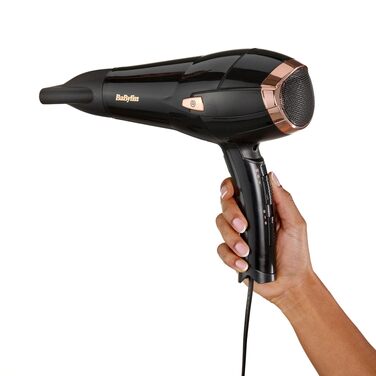 Фен для волосся BaByliss Cordkeeper D373E з автоматичним змотуванням кабелю, 2000Вт, іонізація Anti-Frizz, 3 температурних та 2 режиму швидкості, чорний