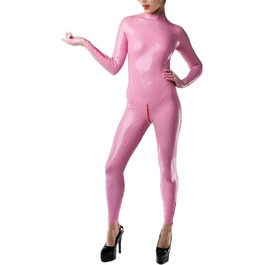 Латексний боді для жінок Gaylop з блискавками на манжетах, XXL, індивідуальний, облягаючий (без рукавичок), костюм, фіолетовий