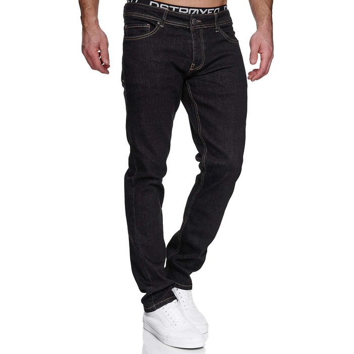 Чоловічі джинси MERISH Slim Fit з ефектом стрейч, дизайнерські денімові штани, чорні (модель 9148-2100, 42W / 34L)