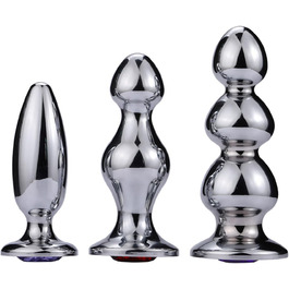 Анальний масажер Stile Extra Lang з металу та діамантовою основою. Стимулятор G-точки, простати. Для чоловіків та жінок. Срібло, розмір S.