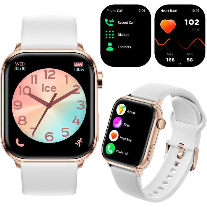 Смарт-годинник Ice-Watch ICE smart 2.0, силіконовий ремінець, дисплей 1,96 дюйма, колір Rose Gold & White
