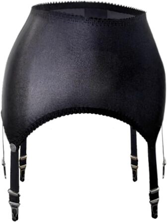 Пояс-тримач для панчіх для жінок з високою талією, сітчатий пояс-тримач з 6 металевими затискачами, регульовані ремінці для панчіх до стегон L-XL, чорний