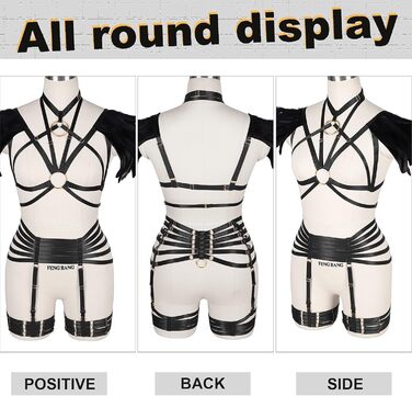 Набір пір'я для жінок PETMHS: корсет, бюстгальтер, клітка, готичний стиль, карнавал, фестувал, костюм (чорний, довгий)