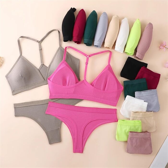 Сексуальний комплект білизни для жінок: бюстгальтер бралетта, труси-сліп, шорти, спортивний костюм, повсякденний набір, S-XL