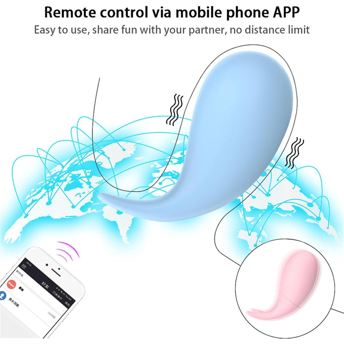 Вібратор з дистанційним керуванням через додаток, 10 режимів вібрації для жінок, портативний G-Spot, для пар (блакитний)