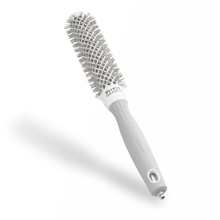 Керамічна кругла щітка для волосся Olivia Garden Expert Blowout Speed 25 мм, біло-сіра — для швидкого створення об'єму та укладки