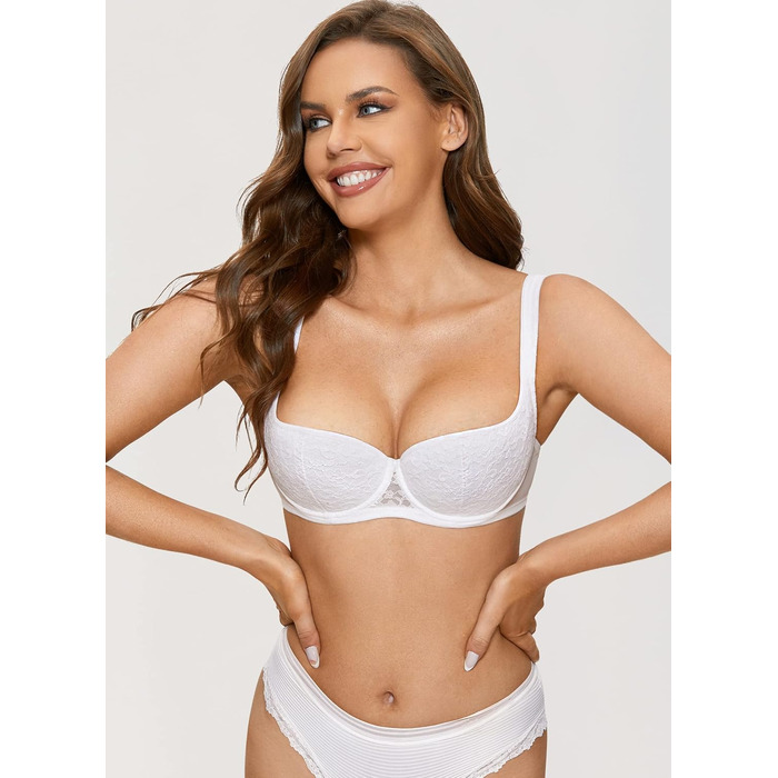 Добрева: Бальконний бюстгальтер Dirndl з кісточками, мереживний, з підтримкою, сексуальний, легкий, з підкладкою, великі розміри 75E, білий