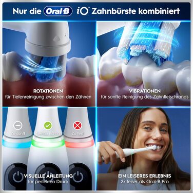 Електрична зубна щітка Oral-B iO Series 6 білого кольору, 5 режимів чищення, з дорожнім кейсом та набором з 2 насадок