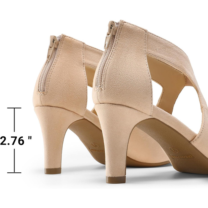 Жіночі закриті туфлі-човники Dream Pairs на низьких підборах (Kitten Heels), бежеві, розмір 39 EU