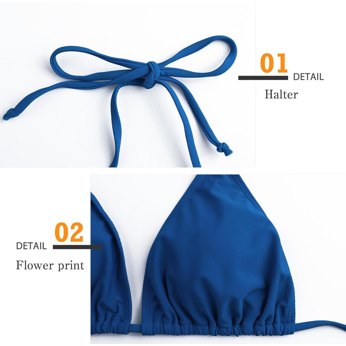 Бікіні жіноче з V-подібним вирізом, трикутник, сексуальне, низька талія, купальник, двочастинний, Pawenblau (L)
